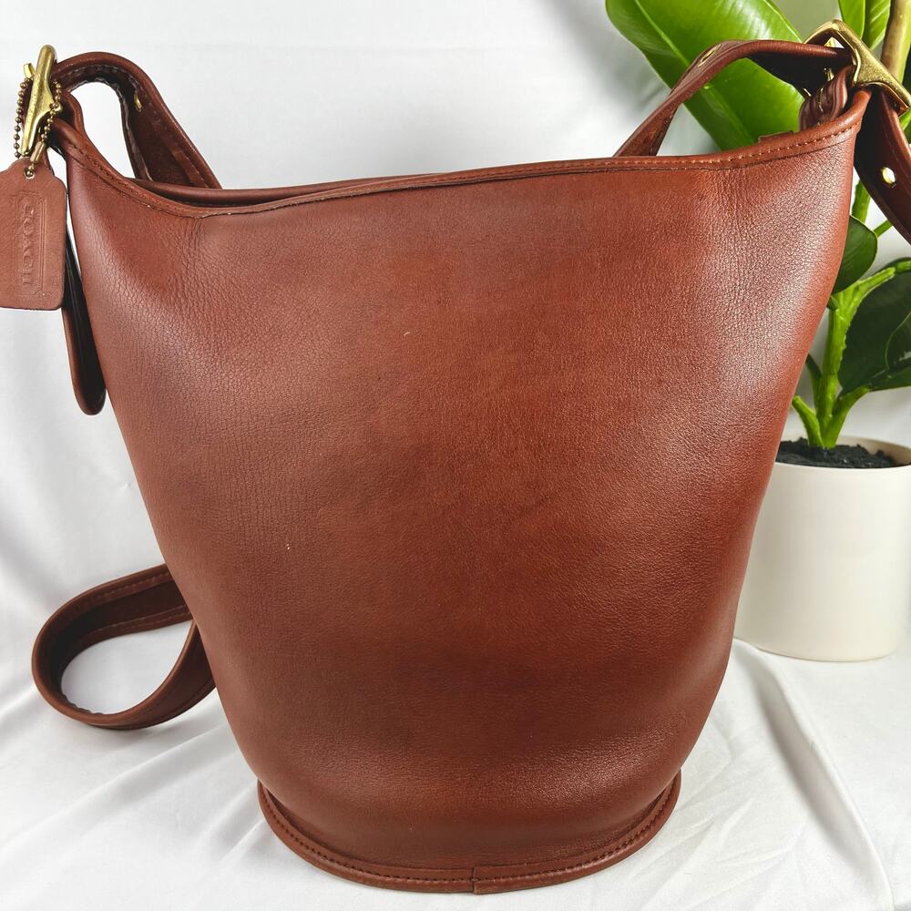 Coach Brown Leather Bucket Crossbody Bag